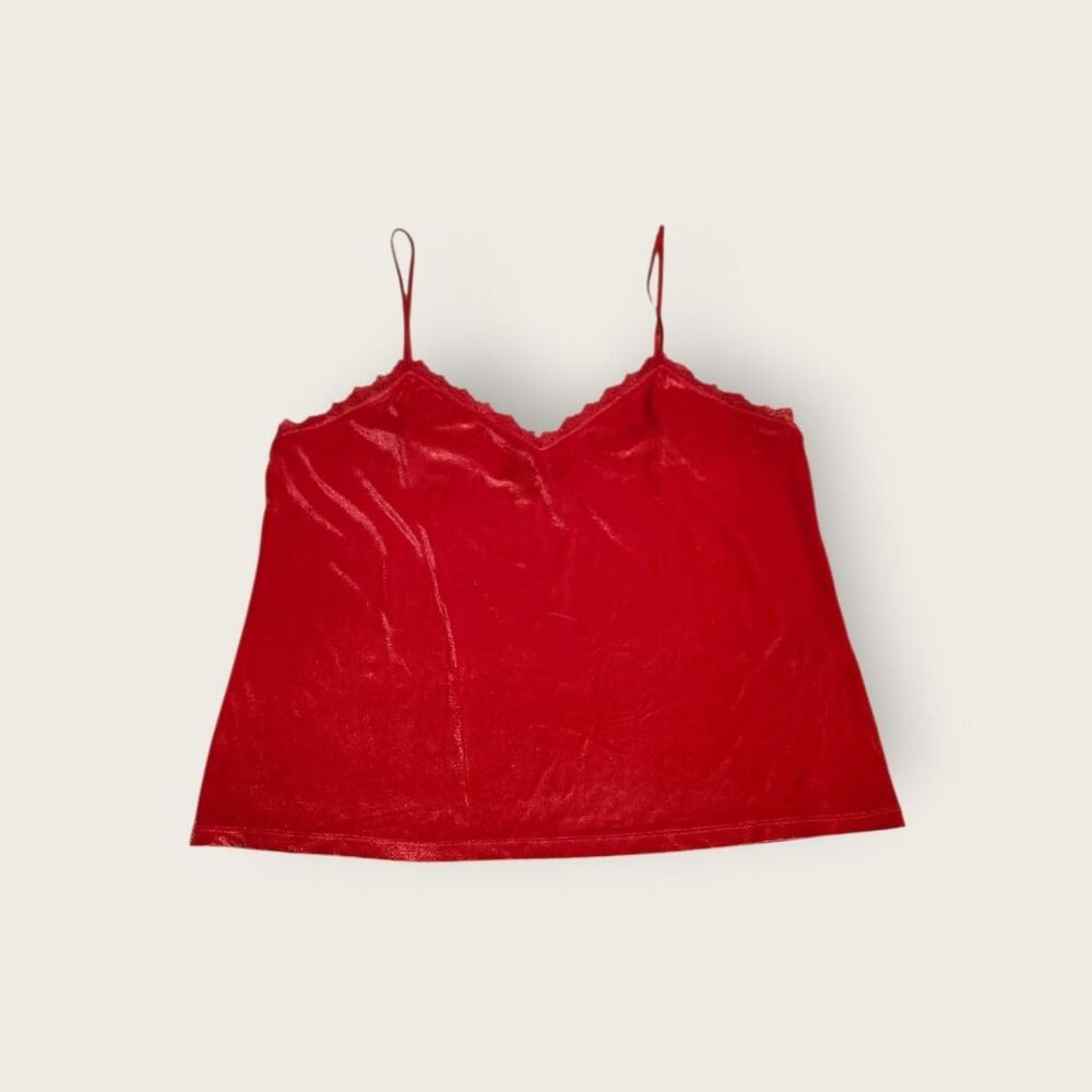 Vintage Y2k early 2000s INC red lace trim camisole tank top